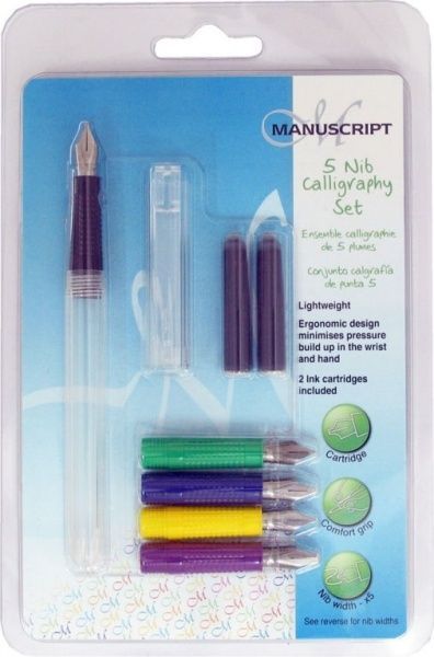 Набір для каліграфії Manuscript 5 пер і 2 картриджа 