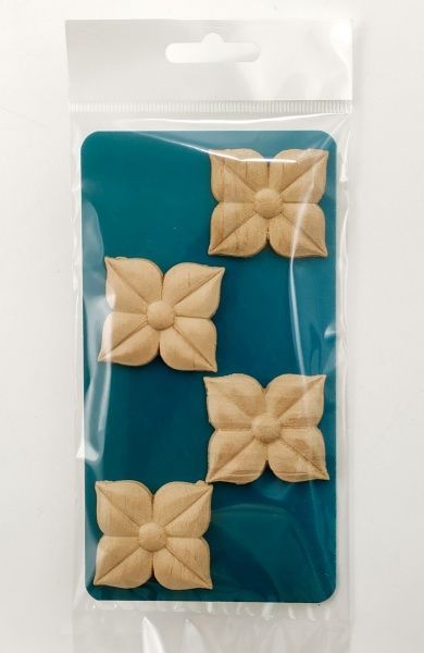 Декоративная панель деревянная розетка 4 шт, RZ.08.40 40х40x6 мм 