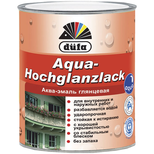 Акваэмаль Dufa Aqua-Hochglanzlack белый глянец 0,75л