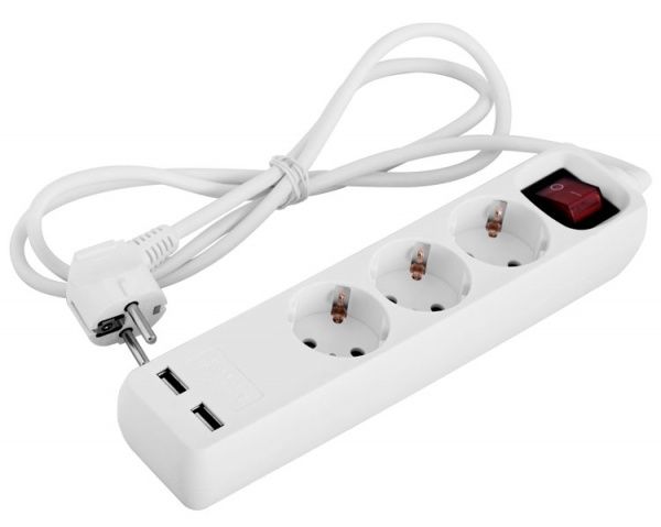 Подовжувач E.NEXT e.es.3.1.5.z.s.b.2.usb с USB-зарядкою baby protect 3 гн. білий 1,5 м s042129 