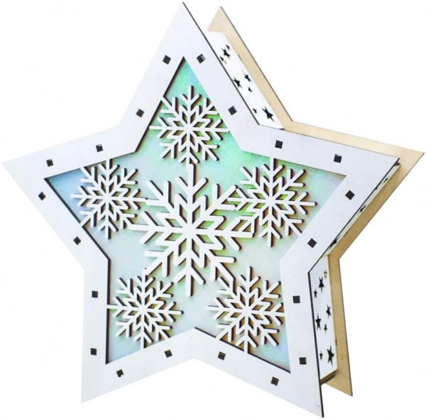 Прикраса новорічна Біла Зірка 5,5 см білий із червоним 1220307