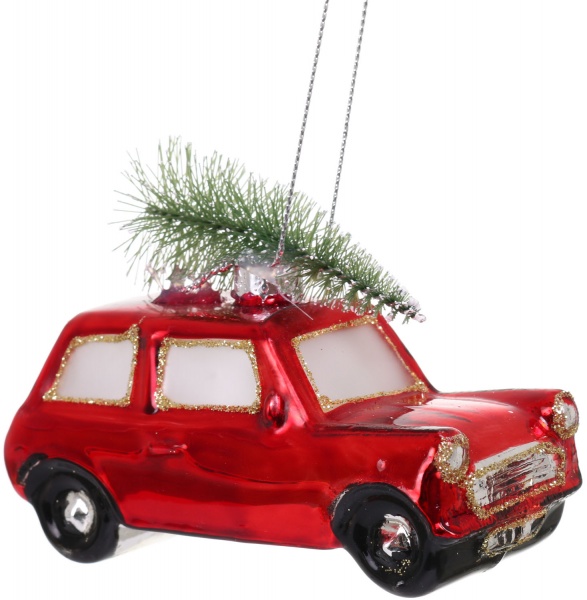 Ялинкова іграшка у формі автомобіля з ялинкою 4,5 см 