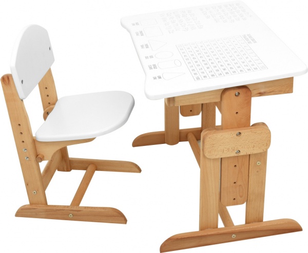 Комплект ArinWOOD Парта і стілець Совеня бук/білий 04-031W