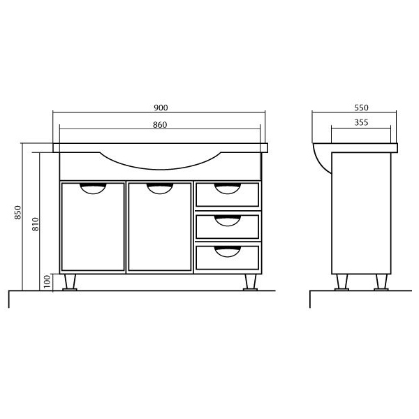 Тумба с умывальником Аква-Родос Глория 05GL90 90 см белая