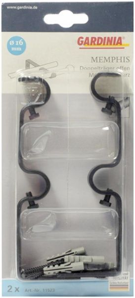 Тримач для карниза Gardinia Memphis розсувний відкритий подвійний набірний d16 мм чорний 
