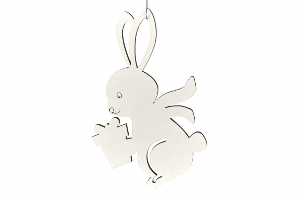 Подвеска деревянная Кролик №1 8 см белый 1784