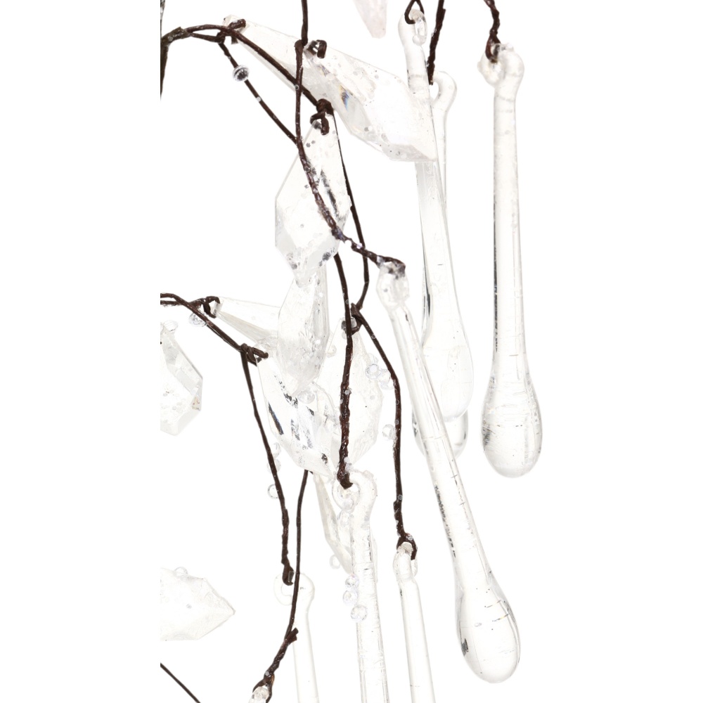 Декорація гілка спадаюча з прозорими бурульками 60 см EYC21017