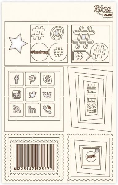 Чипборд для скрапбукинга классический Рамки и пиктограммы 12,6х20 см 94232058 Rosa Talent