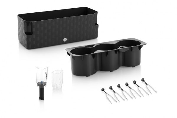 Вазон пластиковий Plastkon Cobble Trio 40x14x14 см прямокутний 6,2л антрацит 