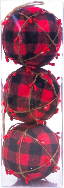 Набор елочных шаров с ягодками красно-черный 80 мм 3 шт./уп.