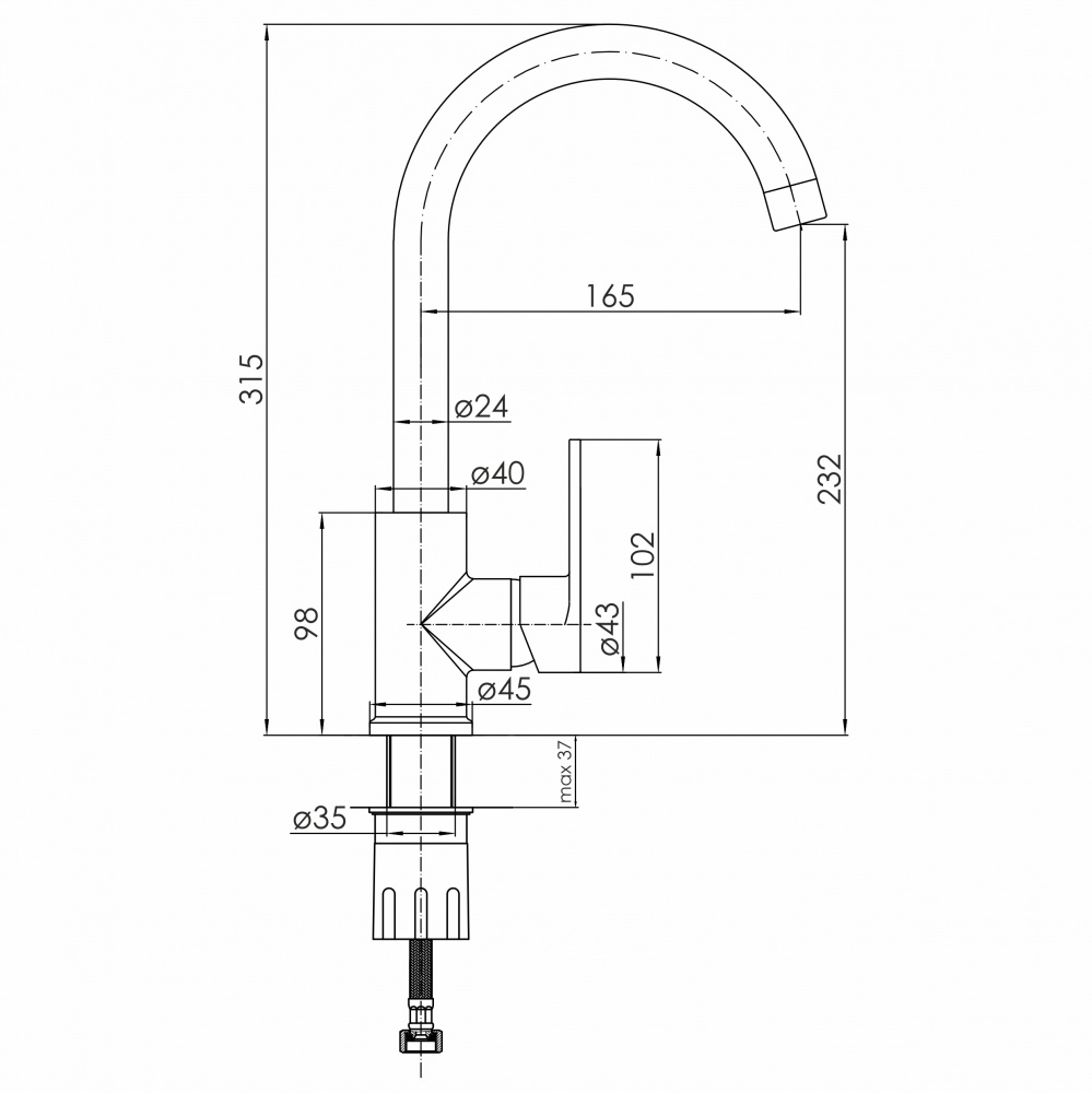 Змішувач для кухні VOLLE CARLOS, cromo