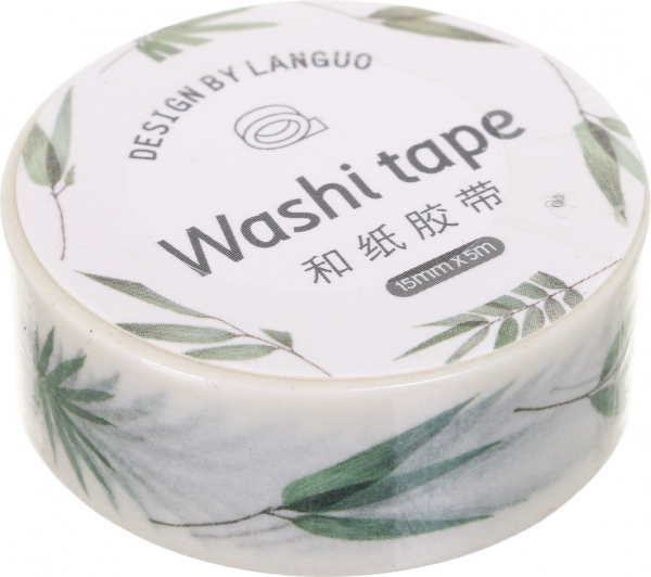 Скотч декоративный Green leaves 15х5 мм