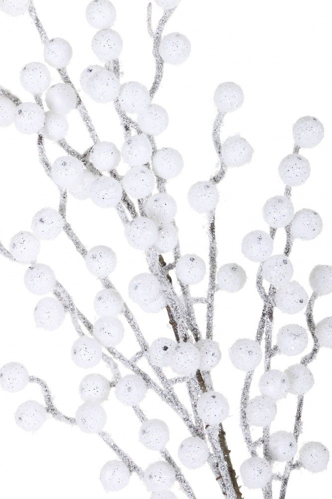 Декорація новорічна гілка з білими ягодами 58 см RS1Z2243-58CM