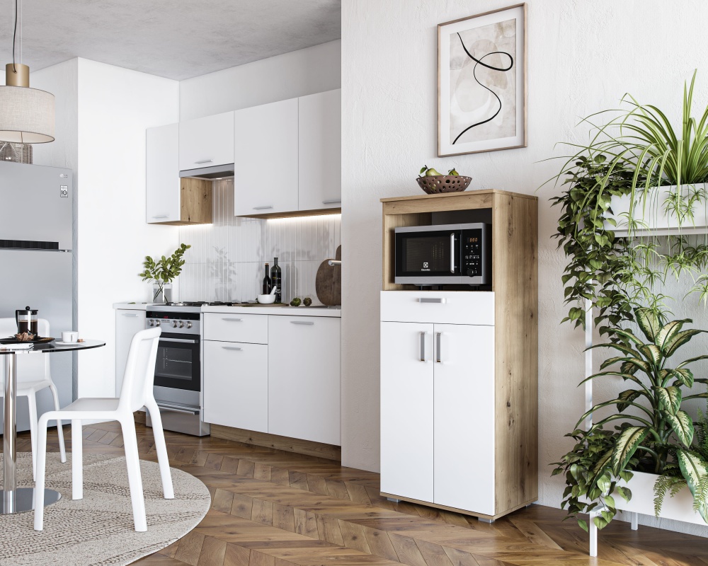 Тумба Грейд під мікрохвильову піч Бетті 600x1420x400 мм дуб артізан/білий