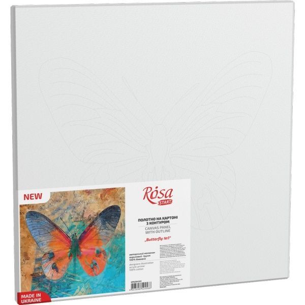 Полотно на картоні з контуром Butterfly 1 30х30 см Rosa Start 