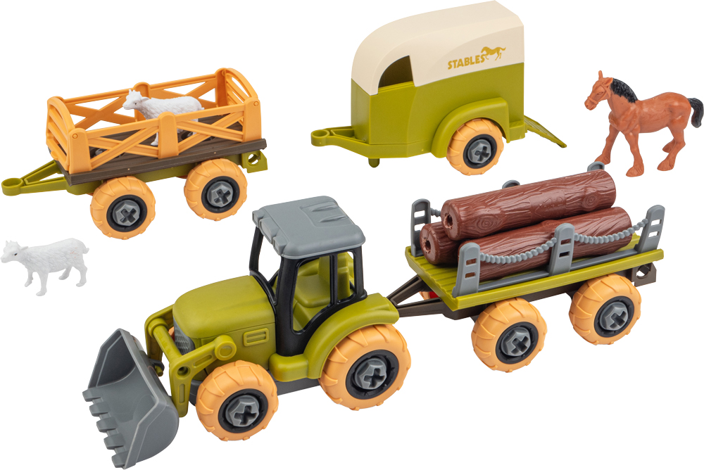 Ігровий набір OTAMANKO Веселий хутір (трактор з двома причепами, кінь та вівці) 532.01.65