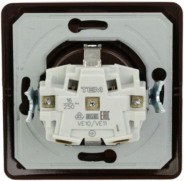 Розетка із заземленням TEM Ekonomik 16 А 250 В без шторок шоколадний 4317919