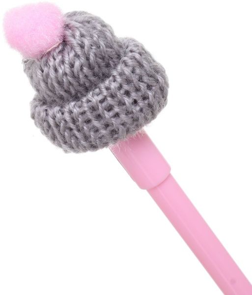 Ручка гелевая Шапка с розовым помпоном 