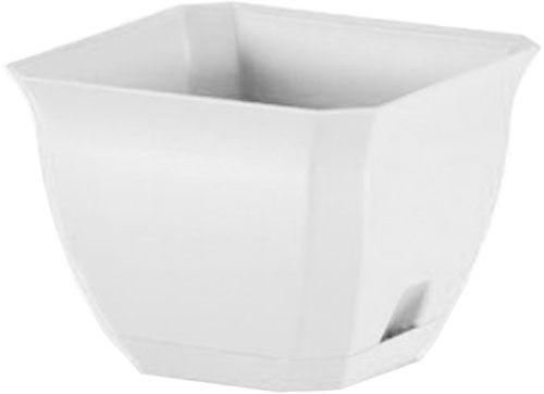 Горшок пластиковый NOLEKS с подставкой Луна 14х14 см квадратный 1,3 л белый 