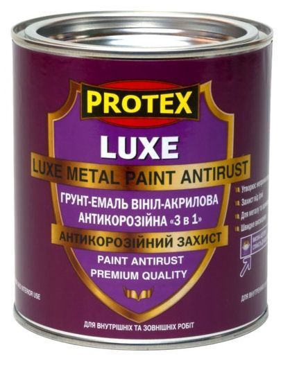 Грунт-эмаль Protex винил-акриловая антикоррозийная 3в1 LUXE RAL 7046 темно серая мат 0,6л