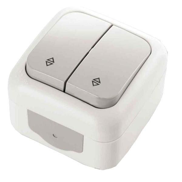 Вимикач подвійний прохідний Viko Palmiye IP54 сірий