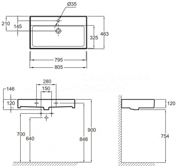 Умивальник Jacob Delafon Vivienne EXBI112-00 80 см