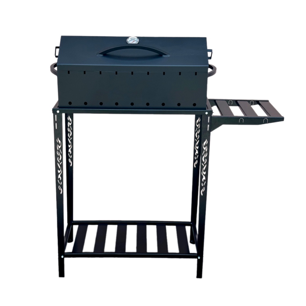 Мангал-барбекю Metalzavod с термометром и разборной дровницей на 9 шампуров 4 мм