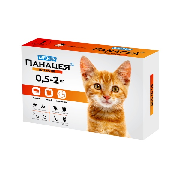 Таблетки протипаразитарні SUPERIUM Панацея для котів 0,5-2 кг 9126