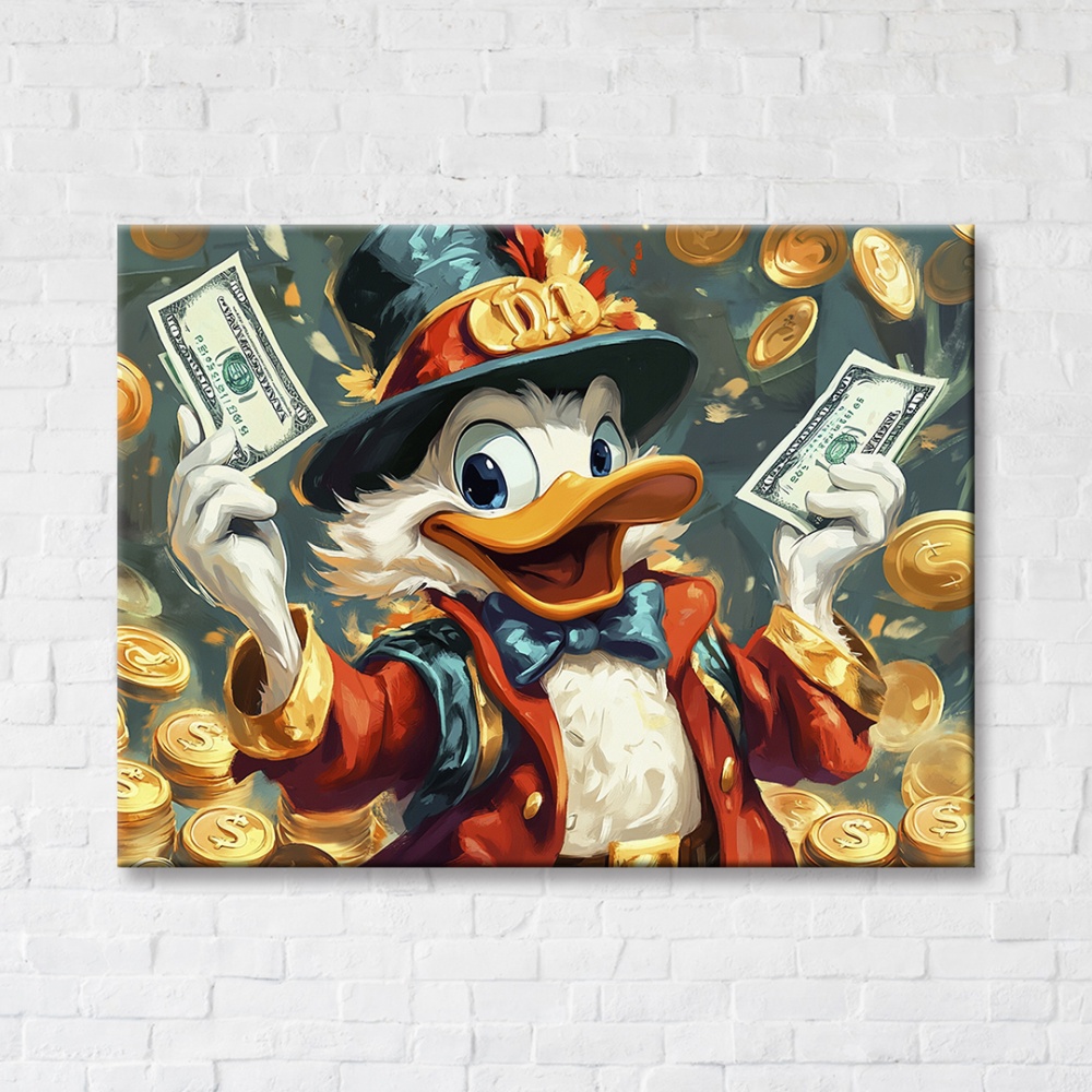 Картина на холсте Денежный Скрудж МакДак 75x100 см Brushme FNK0122027