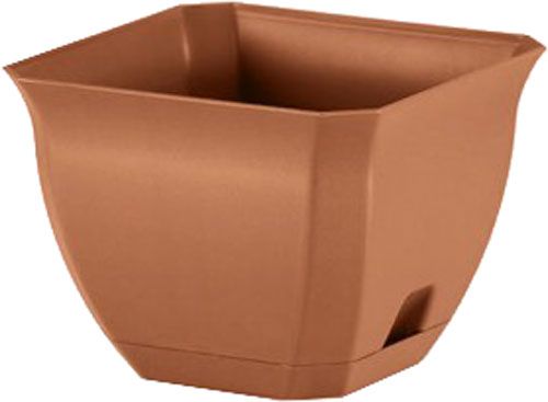 Горшок пластиковый NOLEKS с подставкой Луна 14х14 см квадратный 1,3 л мокко 