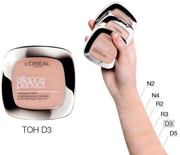 Пудра для лица L'Oreal Paris Alliance Perfect D3 светло-бежевый золотистый 9 г