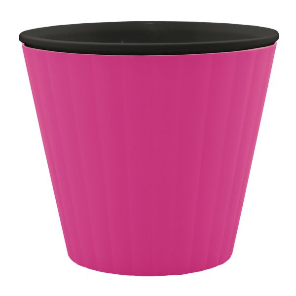 Горщик пластиковий Алеана Ібіс круглий 2,3л малиновий із чорним (114036) 