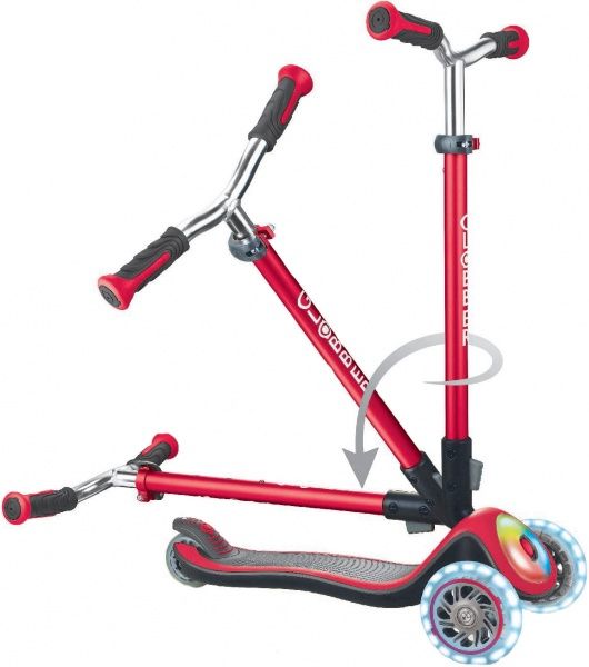 Самокат Globber Elite Prime с подсветкой красный 444-802 