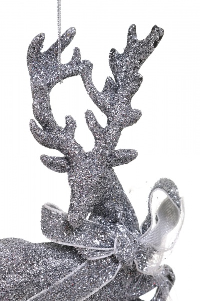 Декоративная подвеска Олень E2356S 10 см серебро