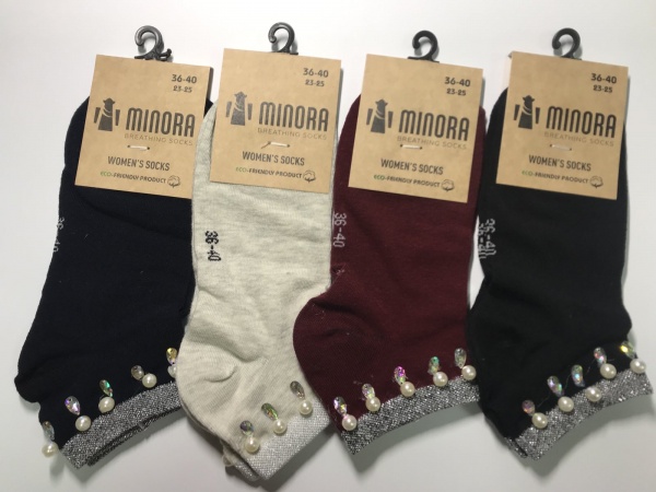 Шкарпетки жіночі MINORA бежевий/білий/бузковий/бордовий/персиковий/синій/чорний 