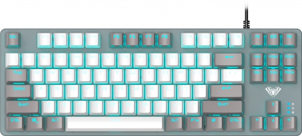 Клавіатура ігрова Aula F3287 (6948391240954) Mechanical keycap KRGD blue EN/UA gray/white 