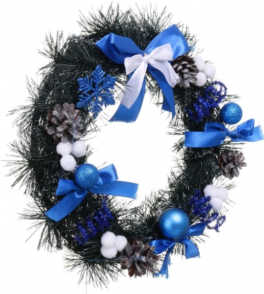 Венок рождественский с украшениями цвет в ассортименте d330 мм 