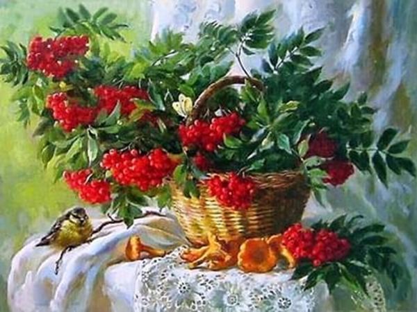 Набір для творчості зі стразами на підрамнику Осінній натюрморт 30х40 см Діамантові ручки 