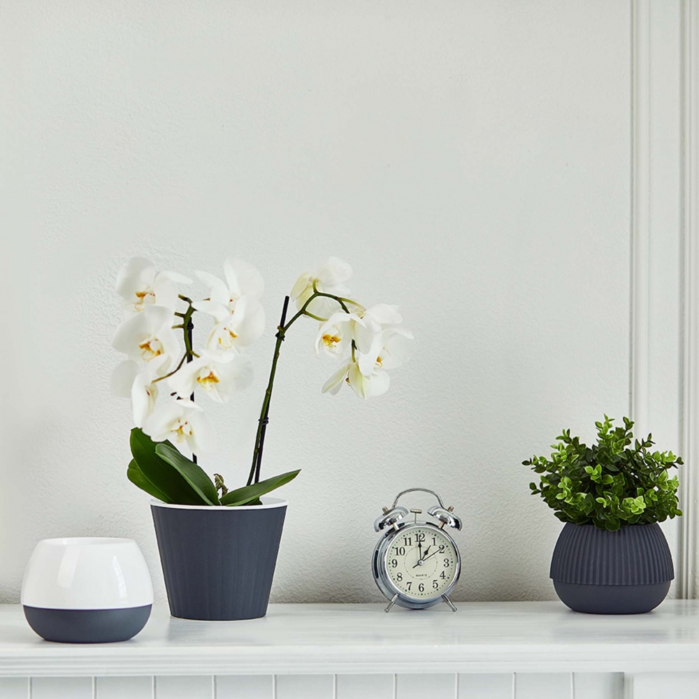 Вазон Ібіс 17,9х14,7 см круглий граніт/білий 2,4 л Алеана