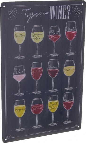 Табличка жерстяна друкована Wine glasses 30x20 см різнокольоровий 