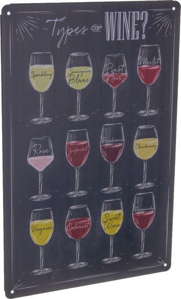 Табличка жестяная печатная Wine glasses 30x20 см разноцветный 