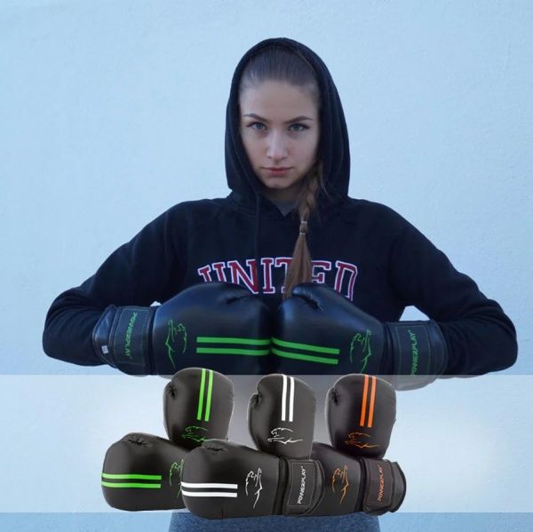 Боксерские перчатки PowerPlay р. 8 8oz 3016_8 черный с белым
