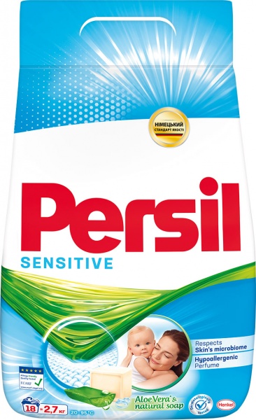 Порошок для машинной и ручной стирки Persil Sensitive Алоэ Вера для чувствительной кожи 2,7 кг 
