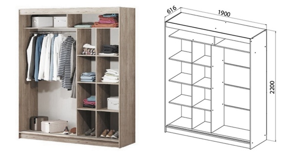 Шафа-купе Sophie D2 MatroLuxe ДСП 1900x616x2200 мм дуб сонома трюфель двері ДСП/скло