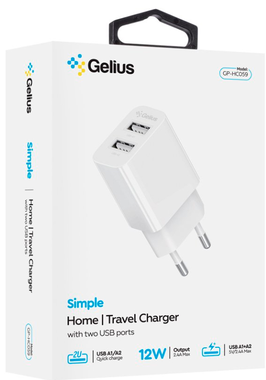 Сетевое зарядное устройство Gelius Simple GP-HC059 (2 USB)