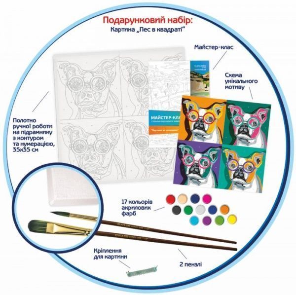 Картина за номерами Пес в квадраті Rosa Start 