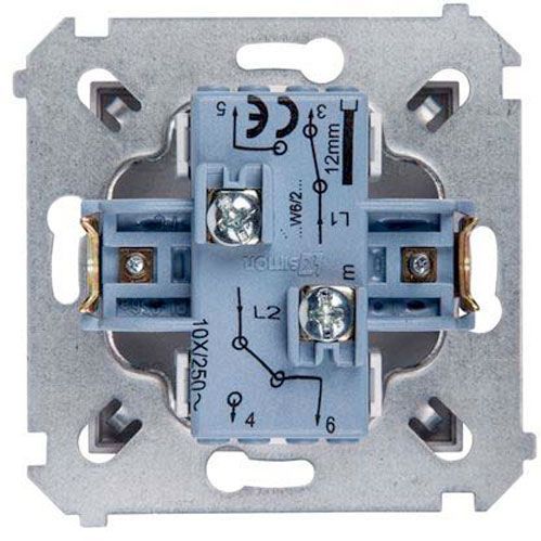 Вимикач двоклавішний Simon 54 без підсвітки 10 А 250В сріблястий DW6/2.01/43