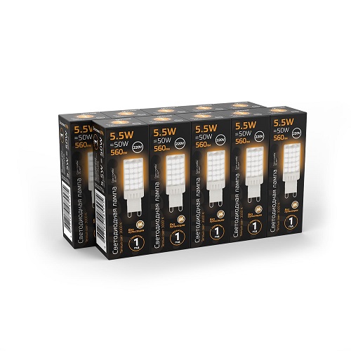 Лампа светодиодная Gauss керамика 6,5 Вт капсульная прозрачная G9 230 В 3000 К 107009106