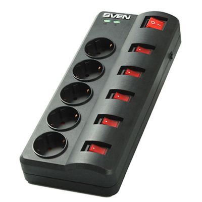 Удлинитель Sven Fort 5 гнезд 5 м черный