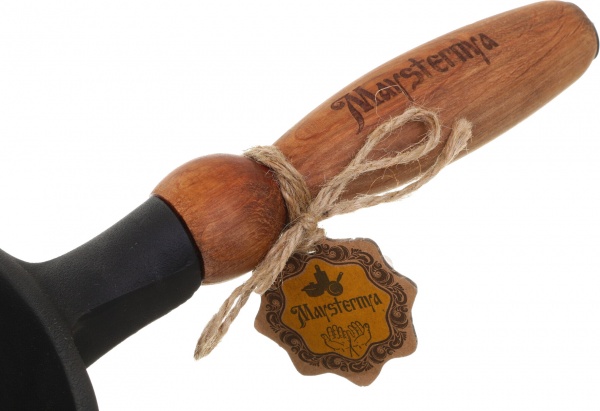 Сковорода чугунная литая с деревянной ручкой 26x6 см Т305 Maysternya